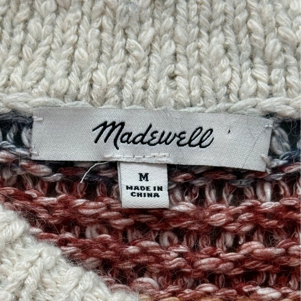 Madewell Womens Size M Baez Pullover Sweater Striped Oversized Earthy Tones - Picture 5 of 8